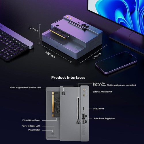 Powerful 600W GPU Docking Station with SSD & Wi-Fi Modules - Ultra Compatibility - Picture 10 of 11