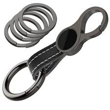 Key with 4 Key Rings and Quick Release Carabiner Clip Leather Car Keychain Top