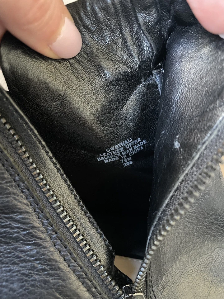 Guess Peep Toe Botas Tacón Cuero Negro ~ Cremallera Lateral ~ Mujer Talla 7.5M Foto 4 de 4