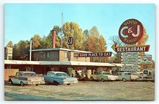 1960s CLAXTON GA C&J RESTAURANT US 301 FRUIT CAKE NEON SIGNS POSTCARD P2947