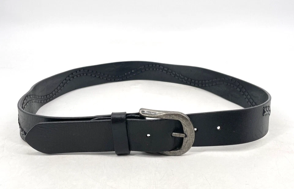 Pistil Mujer Talla M Cuero Genuino Boho Negro Cinturón Estampado Hebilla Foto 3 de 4