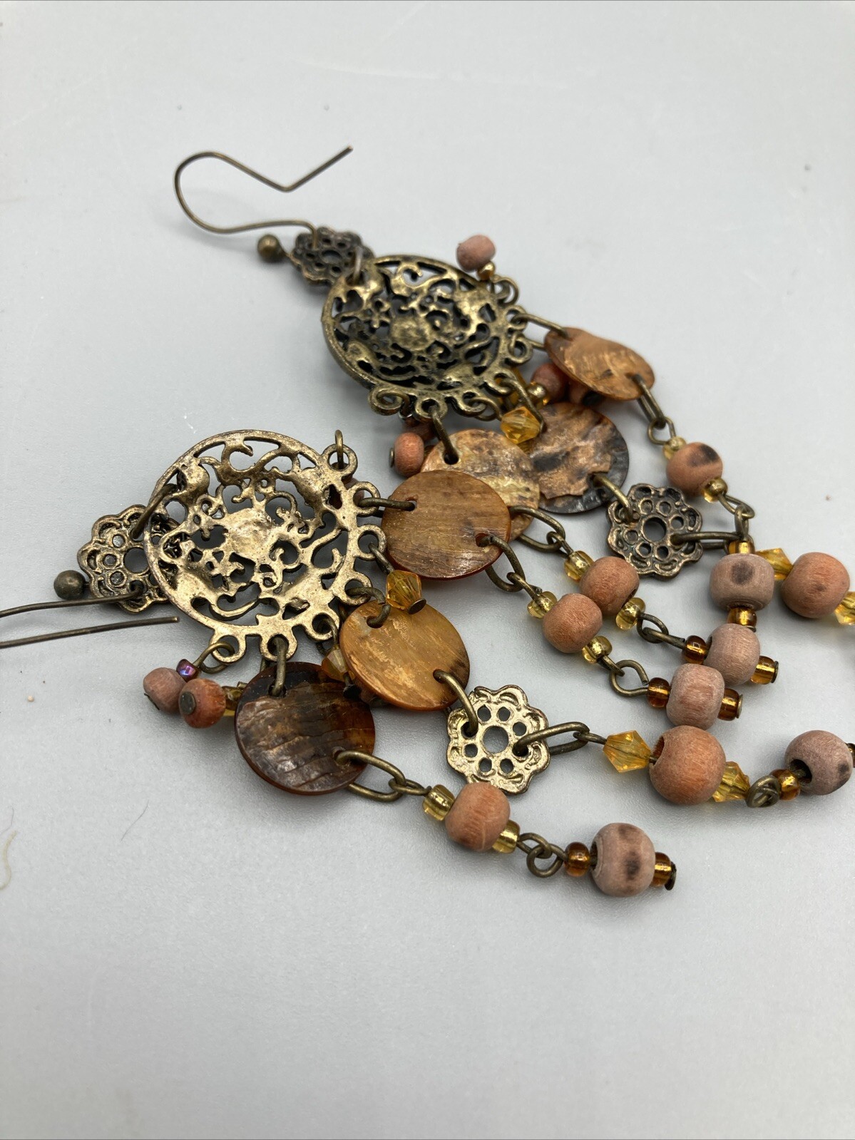 Multi-colored Brown Stone Boho Dangle, Post Earri… - image 17