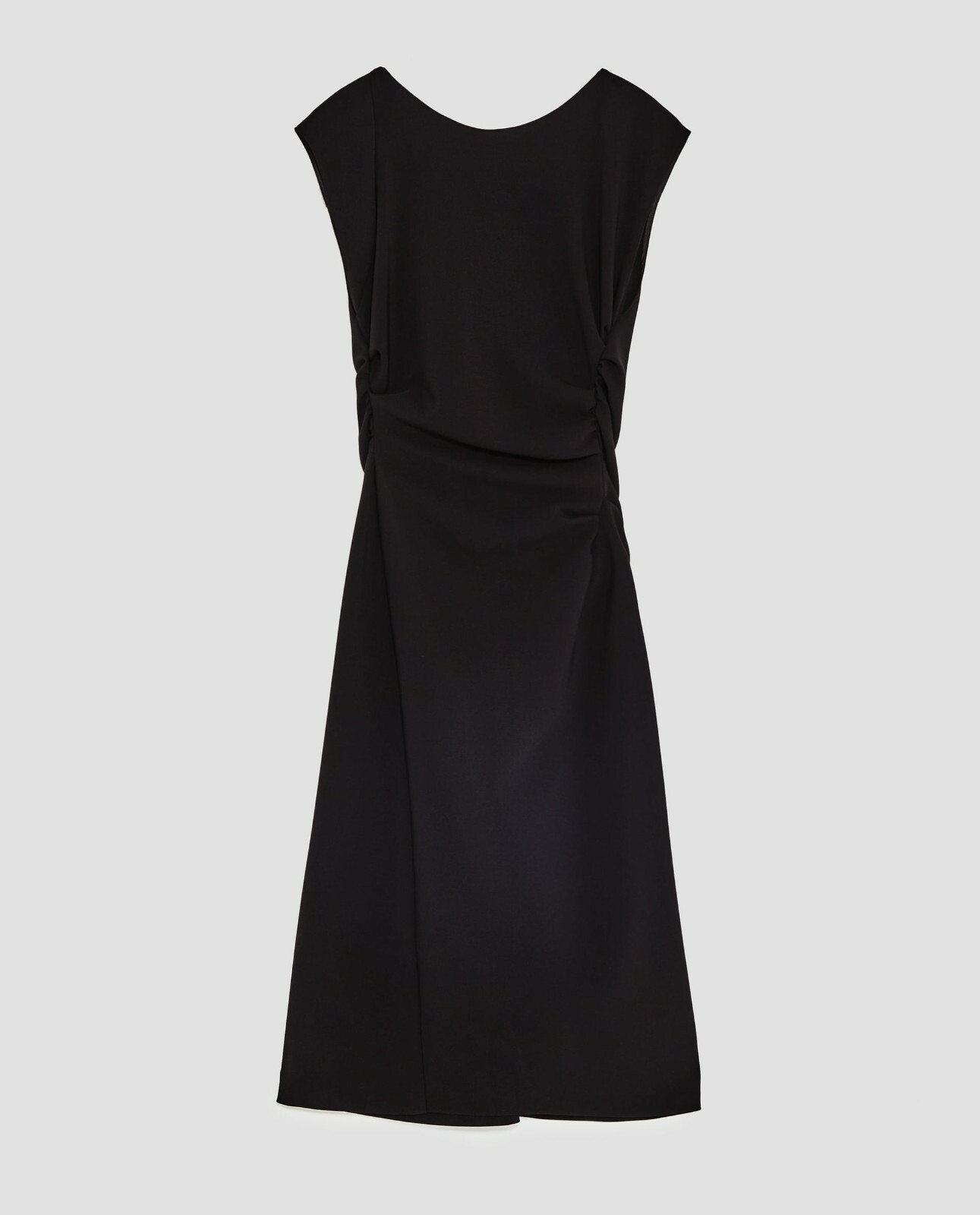 Zara Draped Ruched Shift Midi Dress in Black Size L NWT 4437270800041 | eBay