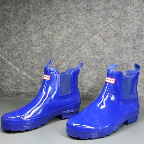 Hunter Original Chelsea Woman's 5 Ankle Rain Boots Royal Blue Authentic - Picture 3 of 11