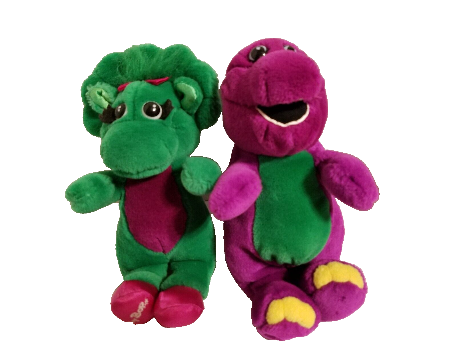 Vintage 1992 Barney The Dinosaur and Baby Bop Plush Toy Set 10