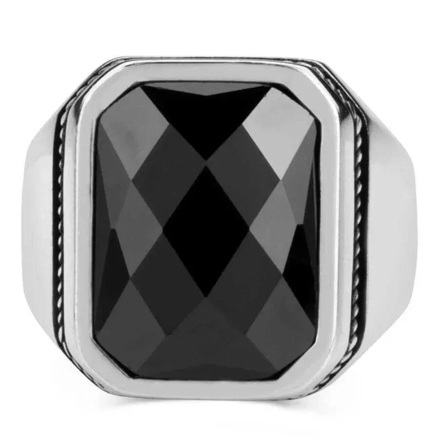 Solid 925 Sterling Silver Natural Black Onyx Gemstone Handmade Men's Gift Ring's - Image 3 of 4