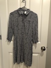 3/4 Sleeve Blue Floral Shirt Dress