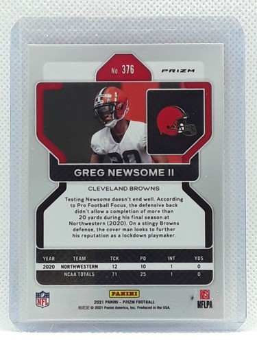 Greg Newsome II 2021 Prizm Football - #376 RC NO HUDDLE ORANGE Cleveland Browns - Picture 2 of 2