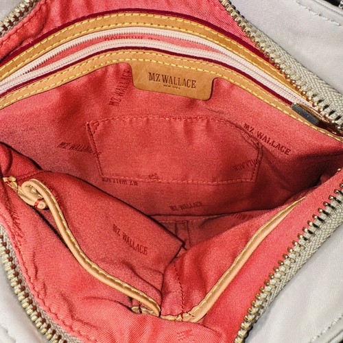 MZ Wallace Taupe Gray Nylon Crossbody Shoulder Bag Adjustable Strap - Picture 5 of 5