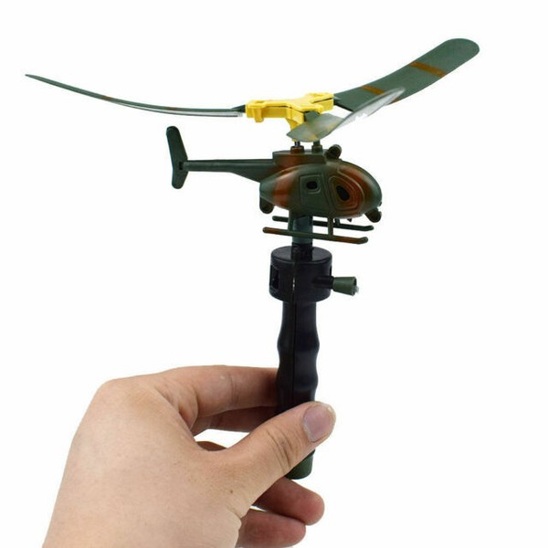 Pull String Handle Helicopter Plane Aircraft Funny Kids Outdoor Flying