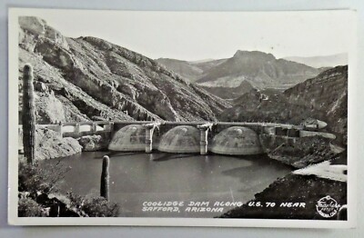 Coolidge Dam Along U.S. 70 near Safford, Arizona Real Photo Postcard RPPC 2925