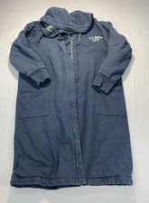 L.L. Bean Men's M Navy Blue Fleece Lined Hooded Thick Heavy Rugby Bath Robe