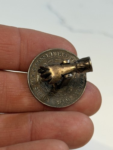 Antique 1860’s Brazil 500 Reis Silver Cufflinks Unique Hand Backings/Toggles - Afbeelding 6 van 11
