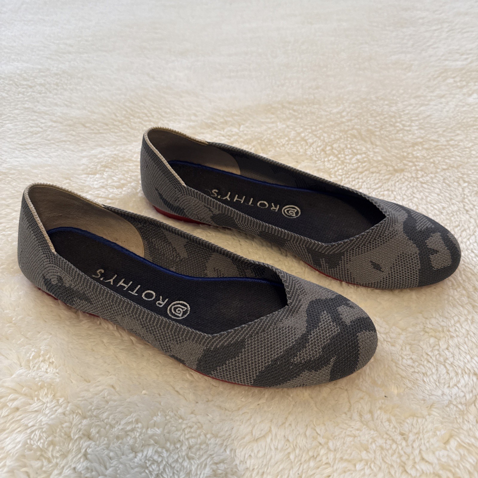 SAOLA Ballerine donna Rothy’s taglia 8 5 grigie camp punta tonda ritirata suola rossa