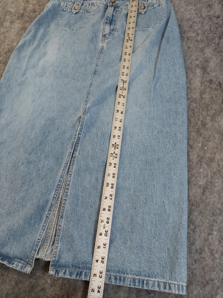 Maxi Lápiz Recto De Colección Bill Blass Denim Falda Mujer 12 Azul Frontal Abertura Y2K Foto 3 de 4