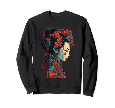 Cyberpunk Beauty Samurai Geisha Girl Mask Japanese Sweatshirtfrom JP