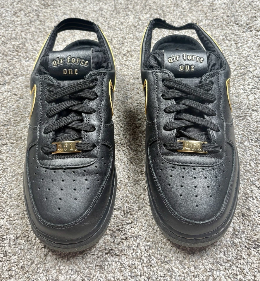 Nike Air Force 1 VTF GS Black Metallic Gold Slip-On Sandal CJ7158-001 Size 6Y - Image 3 of 4