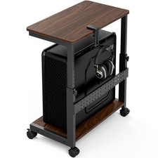 Height Adjustable Computer Tower Stand, 2-Tier ATX-Case CPU Holder with Mouse...