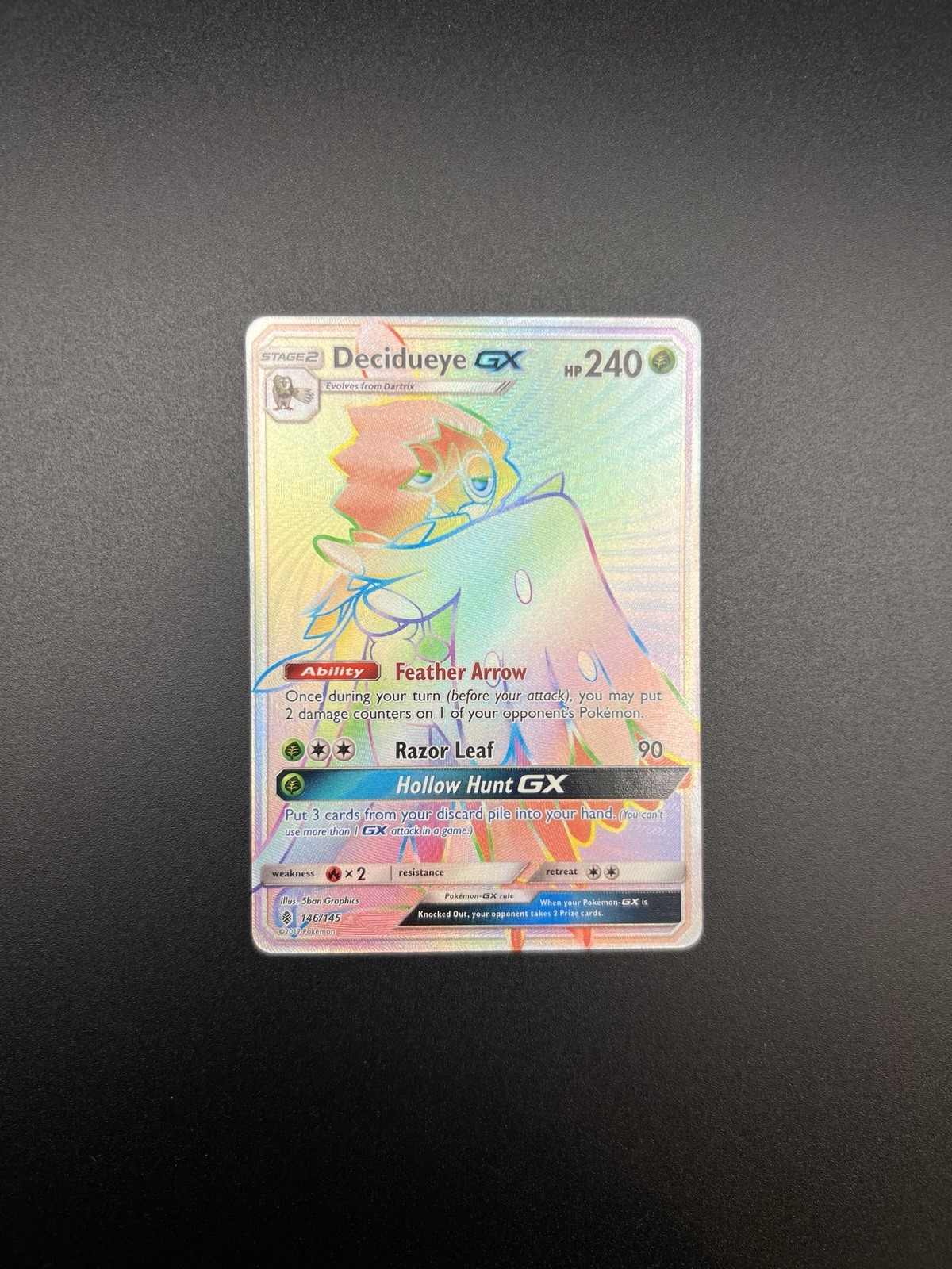 Pokémon TCG Decidueye GX (Secret) 146/145 Sm-Guardians Rising Holo