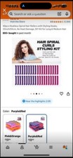 New CEKEME 40pc Heatless Spiral Hair Curlers w Styling Hooks 22in Purple Red