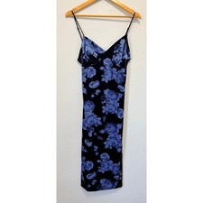 Vintage Y2K Floral Slip Dress Velvet Whimsygoth Emo Midi Dress Fairy Roses