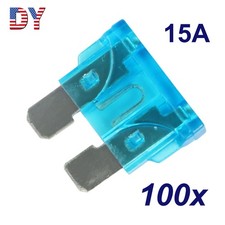 100Pcs 15 Amp ATC/ATO Standard Regular Fuse Blade 15A for Boat Marine