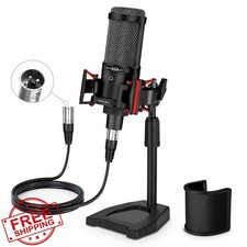 PROAR XLR Condenser Mic Cardioid Podcast Studio Microphone with Stand