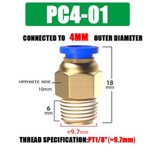 10PCS Pneumatic Air Connector Fitting PC 4Mm 6Mm 8Mm 10Mm 12Mm Thread 1/8" 1/4" 