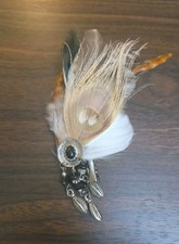 Peacock Feather Hair Clip 1920 s Cocktail Tea Party Flapper Mardi Gras Hat Clip