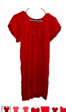 Madewell Red Solid Shift Dress V-Neck Tie Front Short Sleeve Knee XXS