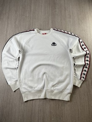 Kappa Carl Crewneck Sweatshirt Banda Logo Tape White Men s Size Small