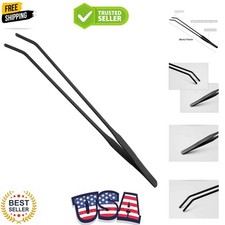 15 inch Black Curved Aquarium Tweezers Stainless Steel Curved Tweezer with Ca...