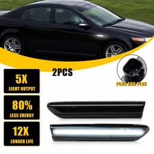 For 2004-2008 Acura Tl Smoked Lens White Led Front Bumper Side Marker Light Eoa