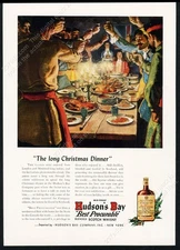 1941 Hudson's Bay Company Christmas dinner art Hudson's Bay Scotch vtg print ad