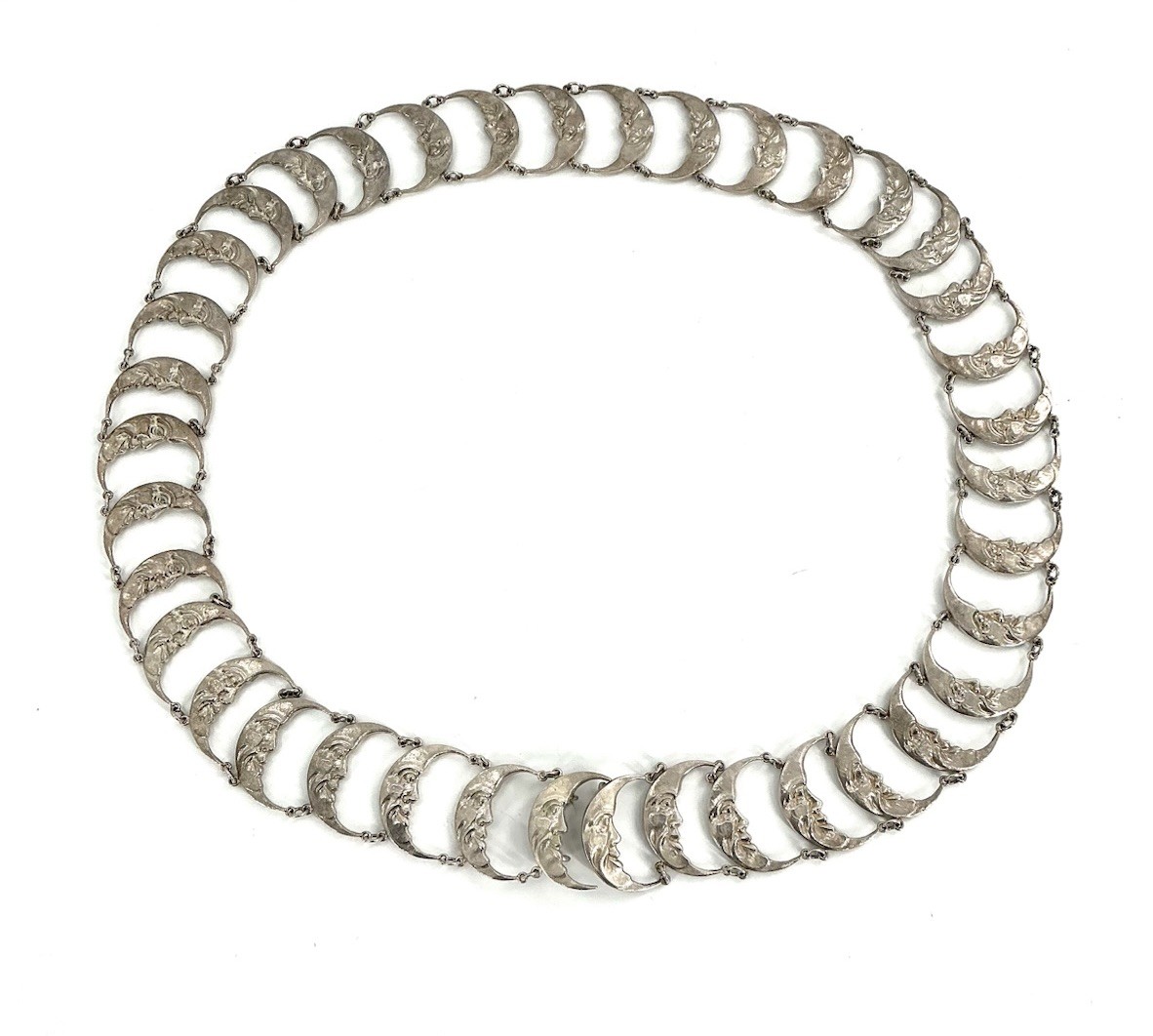 Solid Sterling Silver Crescent Moon Man Belt RARE… - image 2