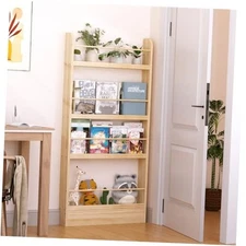 Behind the Door Shelf, Kids Bookshelf 4-Tier, Slim Wall Book Shelf for Kids 