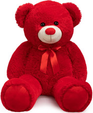 Big Teddy Bear Stuffed Animal Giant Teddy Bear Plush with Red Ribbon Bow Plush T