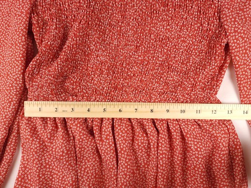 Andree by Unit Orange Red Dress Size Medium Babydoll Smocked Ruffle Cinched - Picture 5 of 11