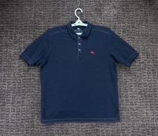 Tommy Bahama Shirt Mens Medium Navy Blue Supima Cotton Polo Casual Preppy Golf