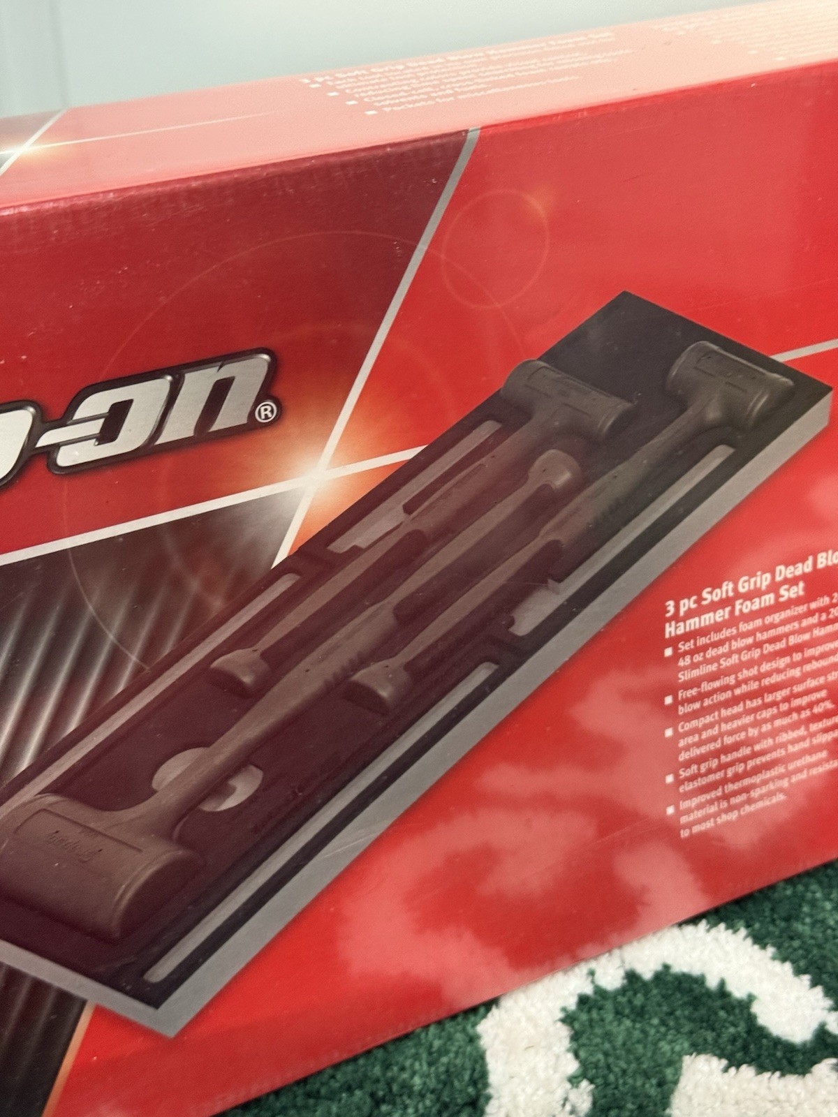Snap-on 3pc DARK TITANIUM Dead Blow Hammer Foam Set HBFE302FDT 20 oz 24 oz 48 oz