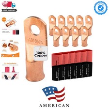 10pcs - 3/0 Awg - 3/8" Stud - Battery Lugs - Ring Terminal Connectors with ...