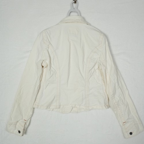 VTG Ralph Lauren Polo Jeans Co Denim Jacket Women's Medium Cream Pockets Floral - Picture 3 of 9