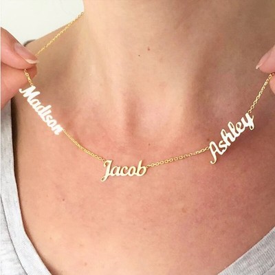 Multiple Name Custom Necklace Personalized Jewelry Nameplate Pendant Family Gift