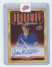 2025-26 UD New York Rangers Centennial Broadway Blue Signatures Jean Ratelle