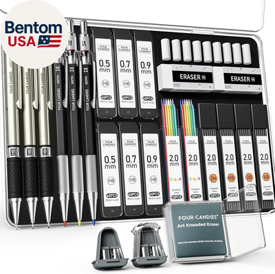 25PCS Mechanical Pencil Set with Case, Art Supplies with Metal Pencil 0.5, 0.7,
