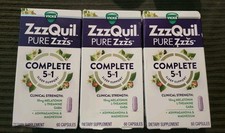  3 Vicks ZzzQuil Pure Zzzs Complete 5IN1 Sleep Support 60 Cap Each  E: 12/26 