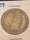 1909-P Barber Half Dollar Coin