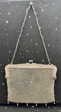 Antique German Silver Mesh Purse Chain Hendle  Kiss-Lock Clasp 7"x 5.5"