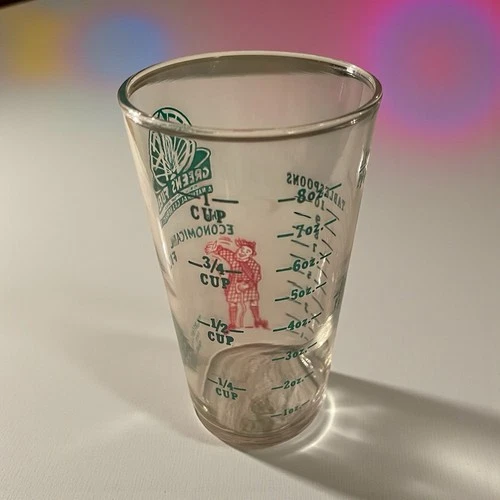 Federal Glass Measuring Cup Advertising Piece Green’s Fuel Rare Vintage