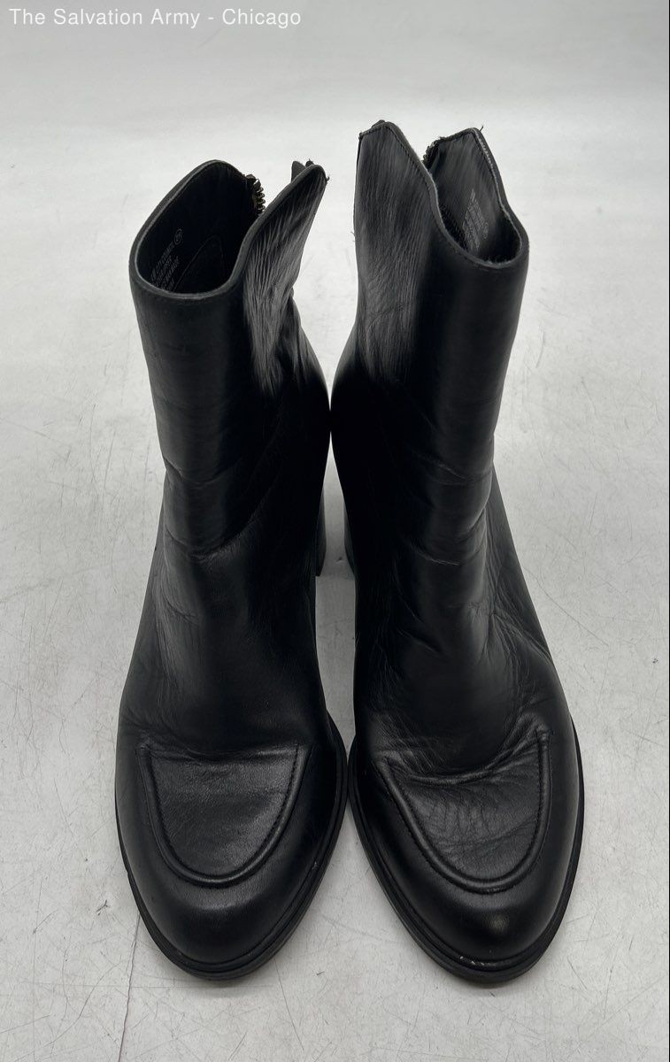 Aerosoles Womens Black Leather Almond Toe Block Heel Ankle Boots Size US 9M